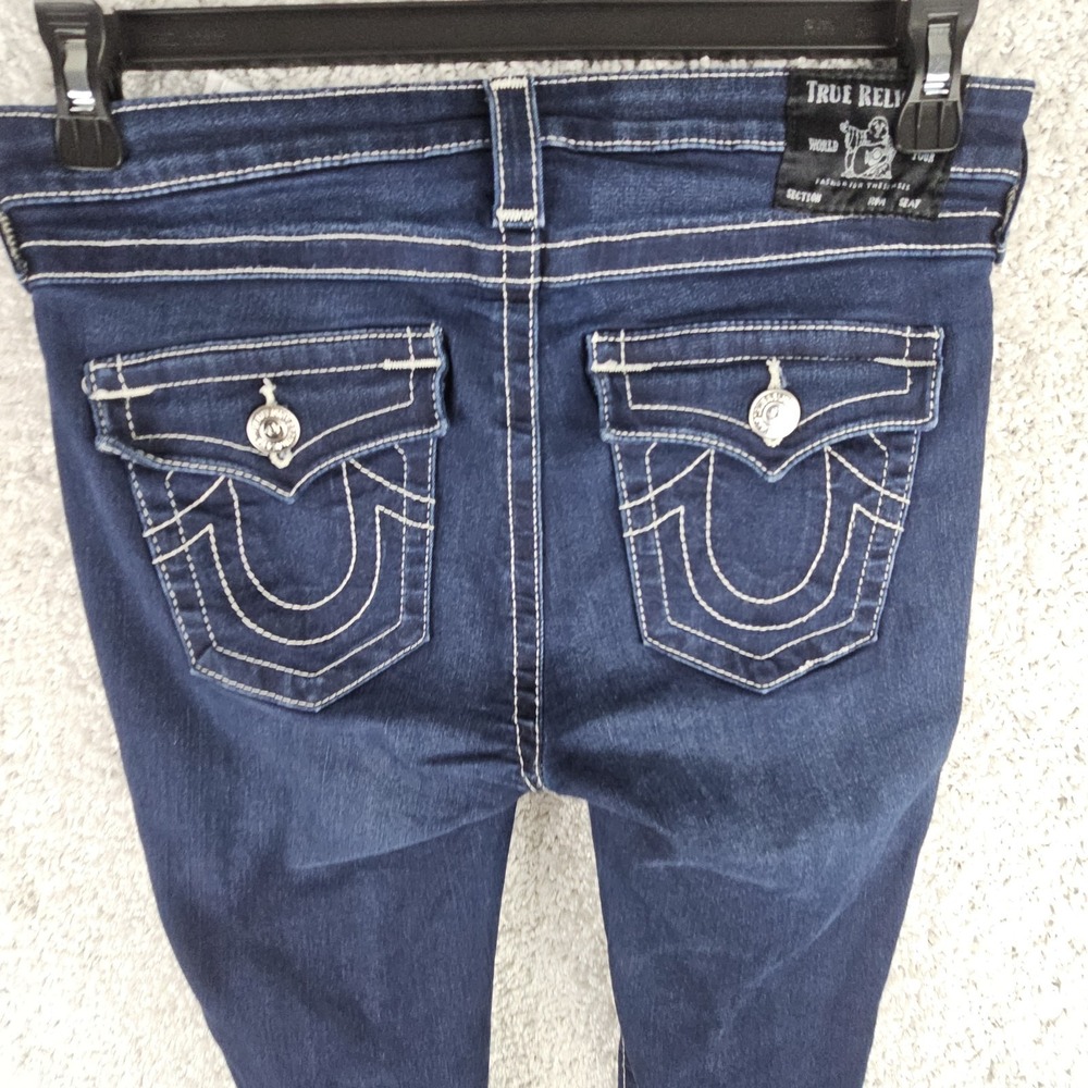 True Religion Women's Halle Flap Pocket Stretch Jeans Skinny 30x28 Horseshoe - Picture 7 of 11